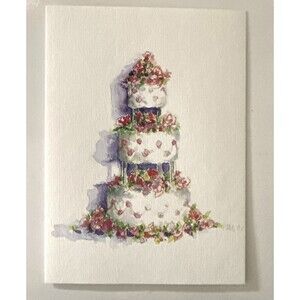 OddBalls 3-Tier Cake Wedding Folded Thank You Card & Envelopes 3.5” X 4.75” 10ct
